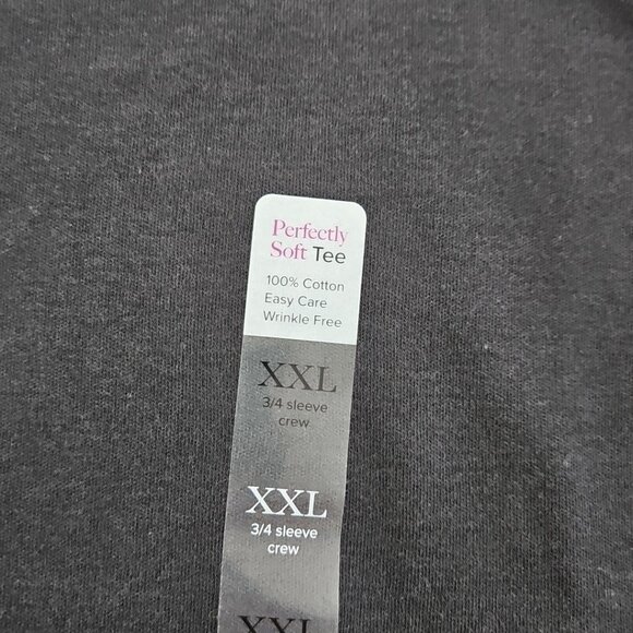 Kim Rogers Perfectly Soft Tee NEW Women's XXL Deep Black 3/4 Length Sleeve NWT - Picture 3 of 13